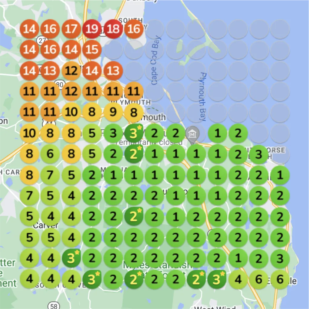 Salon local rank grid after