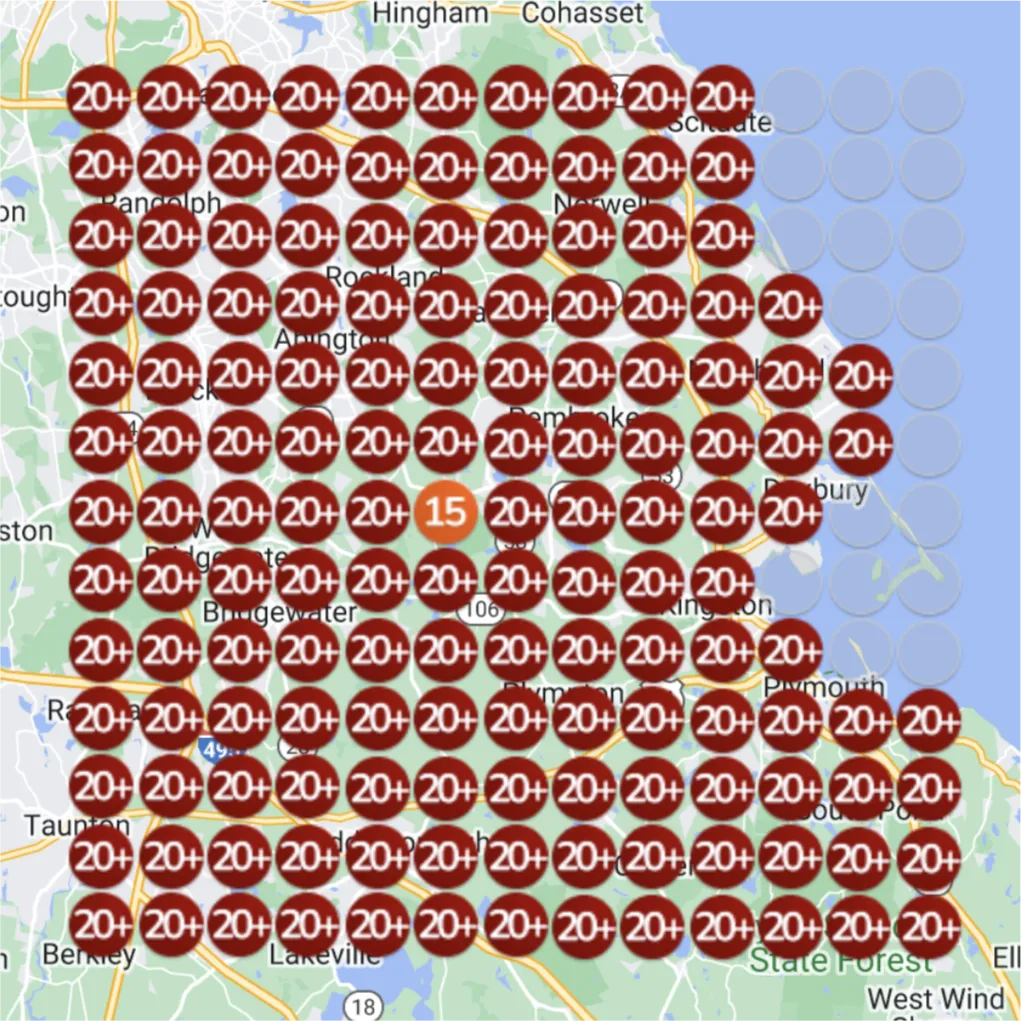 Marketing Agency local rank grid before