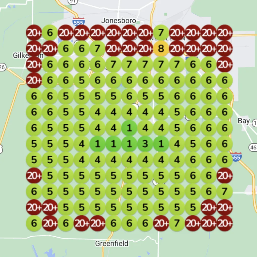 Contractor local rank grid before